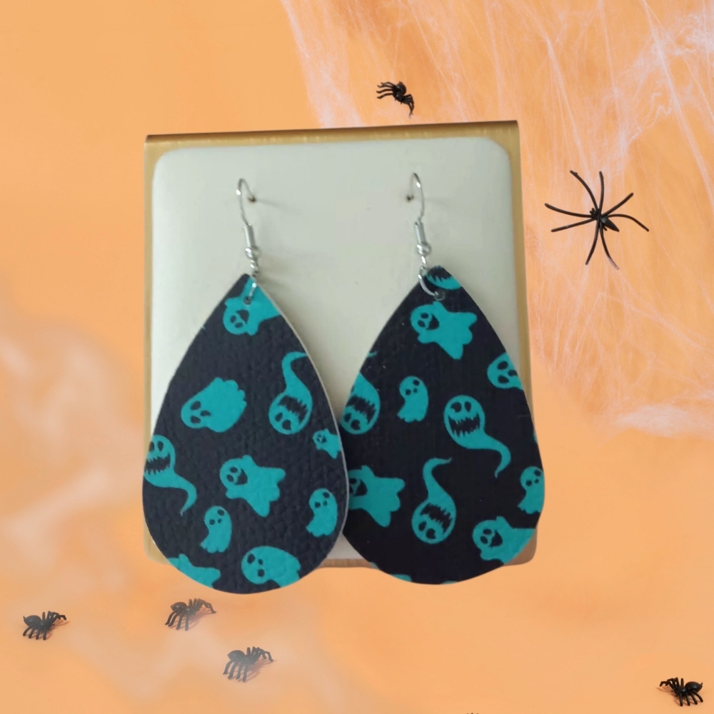 Ghosts Faux Leather Earrings
